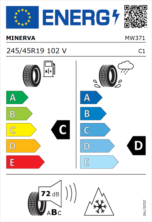 Tyre Label for Minerva S210 245/45R19 102V